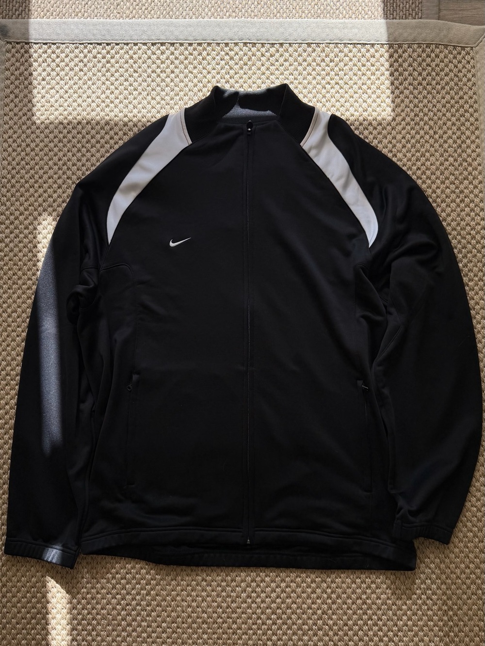 Nike Men’s Black Jacket with white detail size XL